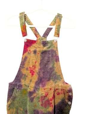 Tie-Dye Corduroy Overalls - Multicolor Women Jeans